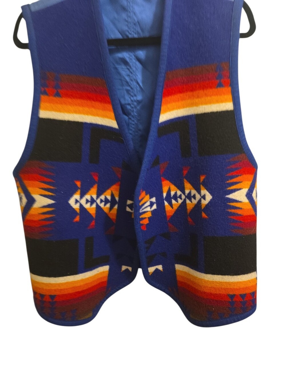Aztec Pattern Wool Vest - Blue/Multicolor - Picture 3 of 5